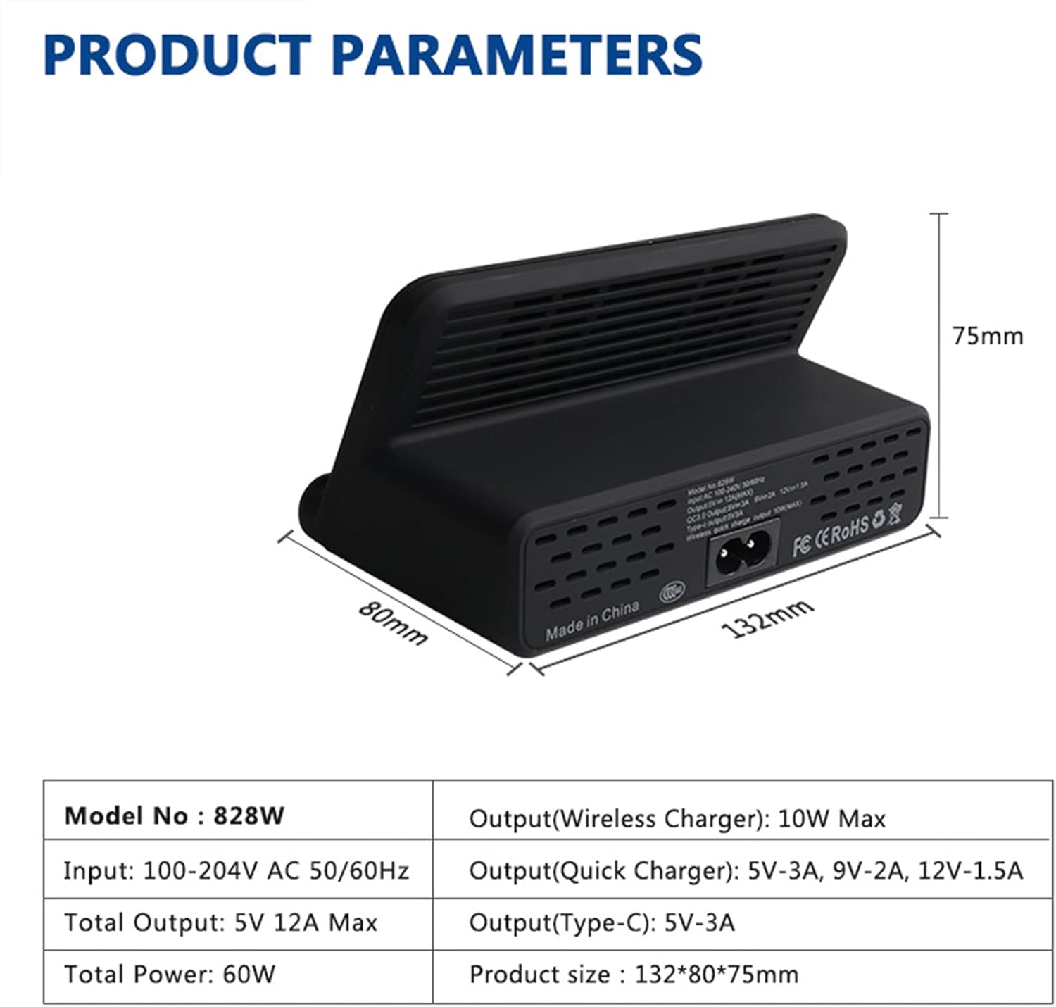 ORANGLES Charge Port 60W Six‑Port PD18W Intelligent Multi‑Port Decorative Charging Station - full product showcase - Image 5 of 6 | suitable for professionals | Florida | Free Shipping ORANGLES