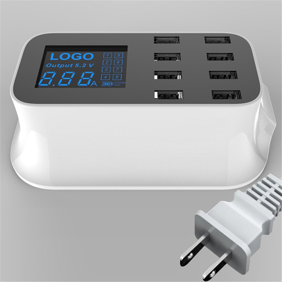 ORANGLES Charging Station 40W 8‑USB Digital Display Fast Charger Hub - detailed closeup view - Image 3 of 4 | great for travel | Texas | Free Shipping ORANGLES