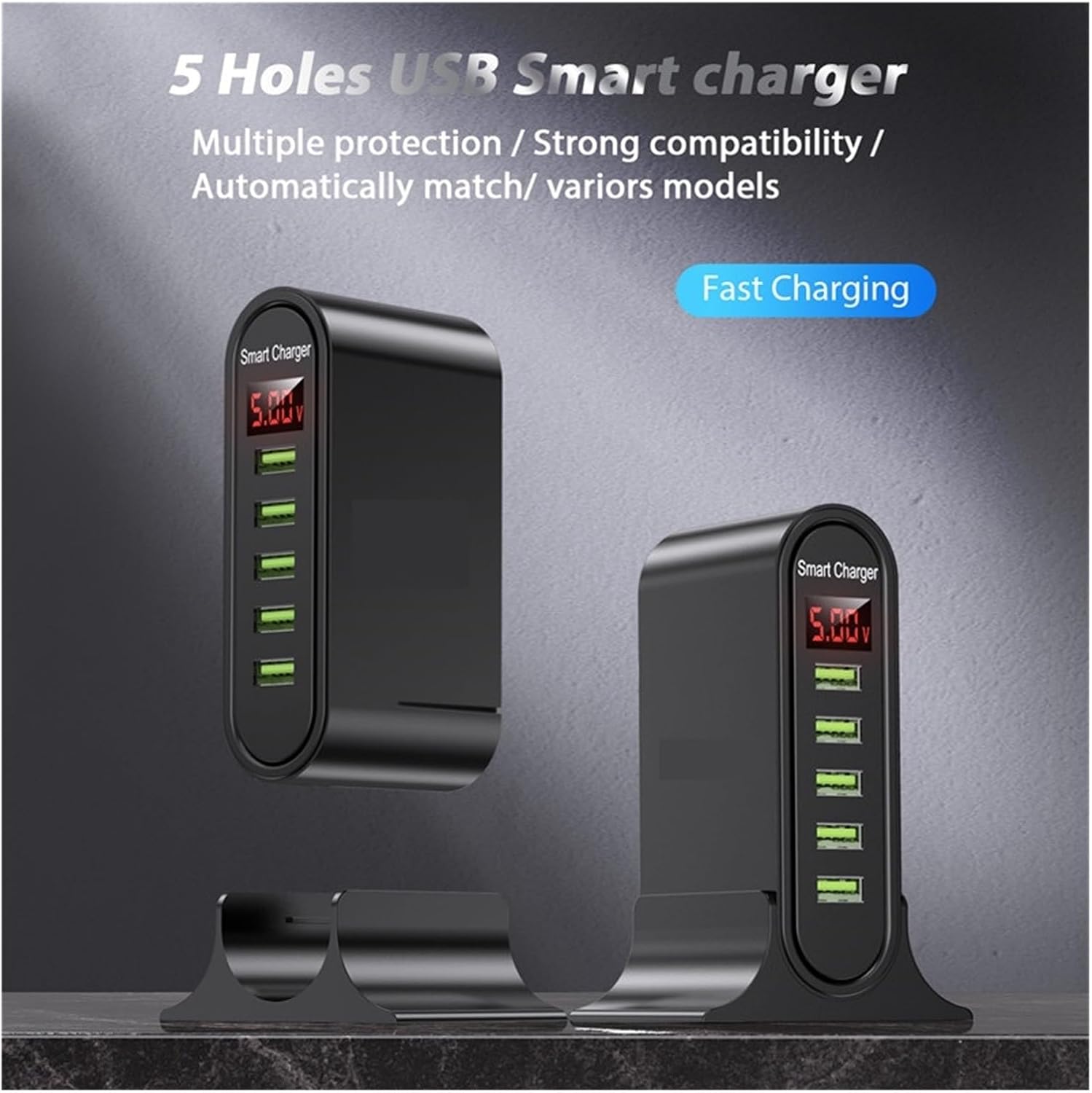 ORANGLES USB Charger Five‑Port Smart Multi‑Device Fast Charging Hub - detailed closeup view - Image 3 of 6 | great for travel | Texas | Free Shipping ORANGLES