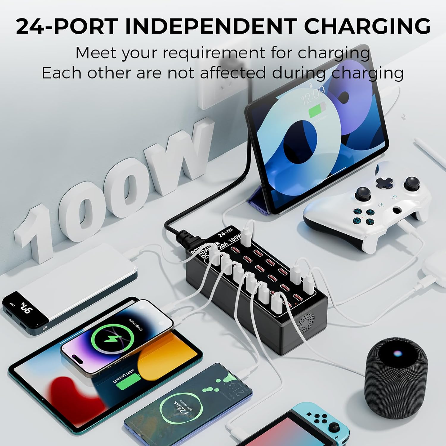 ORANGLES USB Charger Fast Charging 24‑Port Multi‑Device Power Hub - high resolution display - Image 2 of 6 | perfect for office | California | Free Shipping ORANGLES
