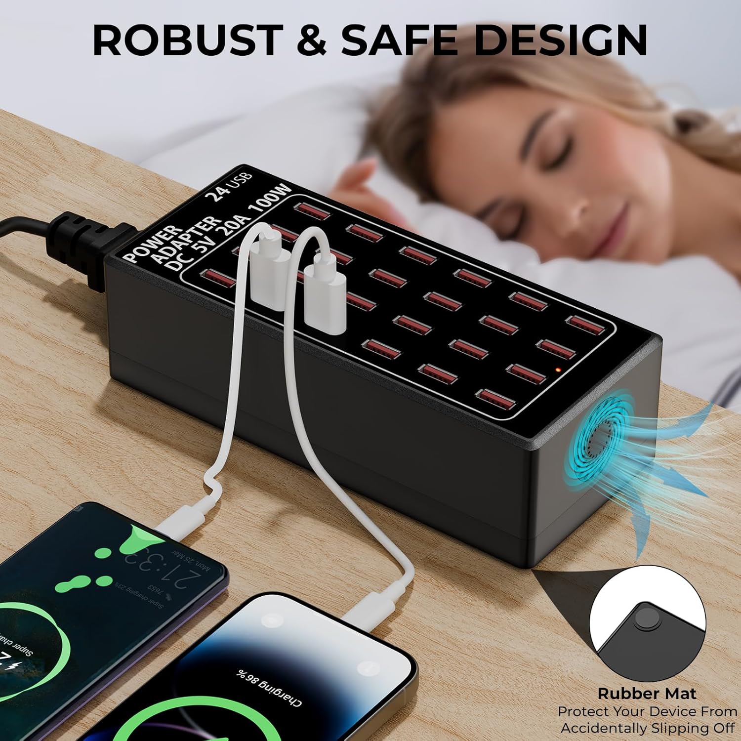 ORANGLES USB Charger Fast Charging 24‑Port Multi‑Device Power Hub - elegant presentation - Image 6 of 6 | designed for enthusiasts | Illinois | Free Shipping ORANGLES