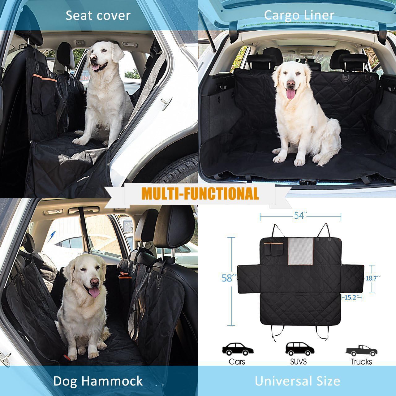 ORANGLES Dog Car Seat Cover Hammock with Mesh View & Safety Protector - detailed closeup view - illustrating benefits - Image 3 of 4 | created for all | Shop Dog Car Seat Cover Hammock with Mesh View & Safety Protector North Carolina | Free Shipping ORANGLES