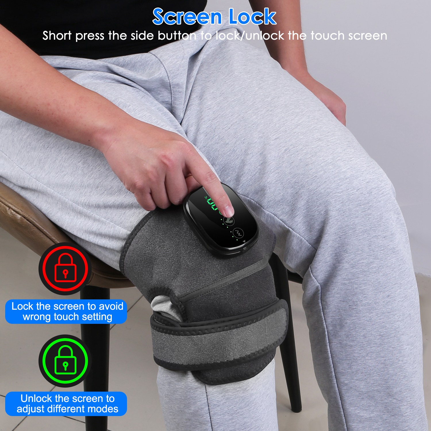 ORANGLES Knee Massager with Heat 3‑in‑1 Heated Brace for Knee, Shoulder, and Elbow with Vibration Therapy - detailed closeup view - Image 3 of 6 | great for travel | Texas | Free Shipping ORANGLES