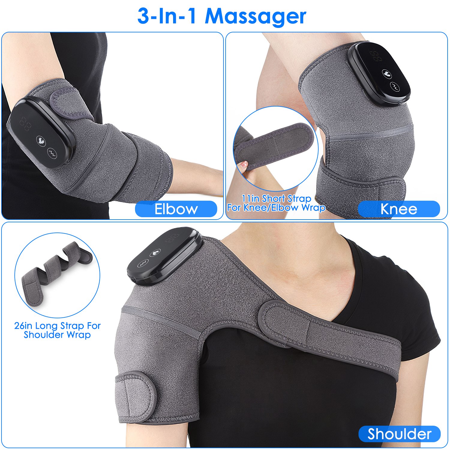 ORANGLES Knee Massager with Heat 3‑in‑1 Heated Brace for Knee, Shoulder, and Elbow with Vibration Therapy - full product showcase - Image 5 of 6 | suitable for professionals | Florida | Free Shipping ORANGLES