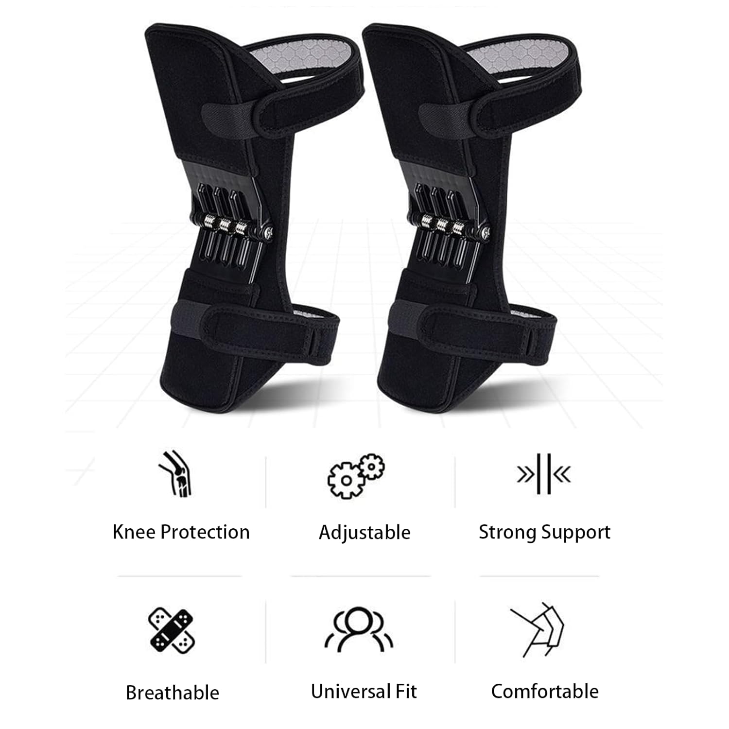 ORANGLES Knee Brace Joint Power Support with 4‑Spring Ergonomic Stabilizer Pads (2 Pack) - high resolution display - Image 2 of 6 | perfect for office | California | Free Shipping ORANGLES