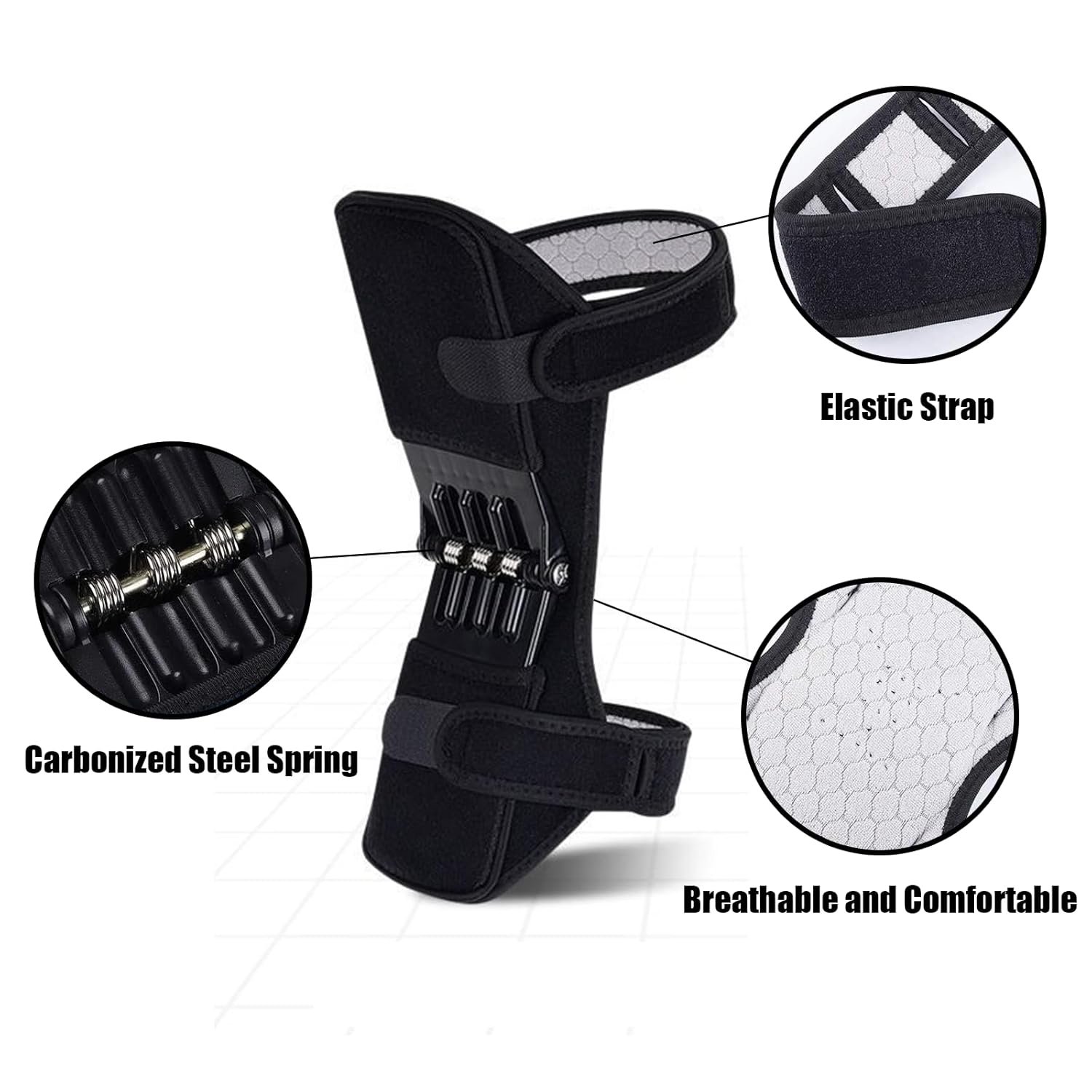 ORANGLES Knee Brace Joint Power Support with 4‑Spring Ergonomic Stabilizer Pads (2 Pack) - detailed closeup view - Image 3 of 6 | great for travel | Texas | Free Shipping ORANGLES
