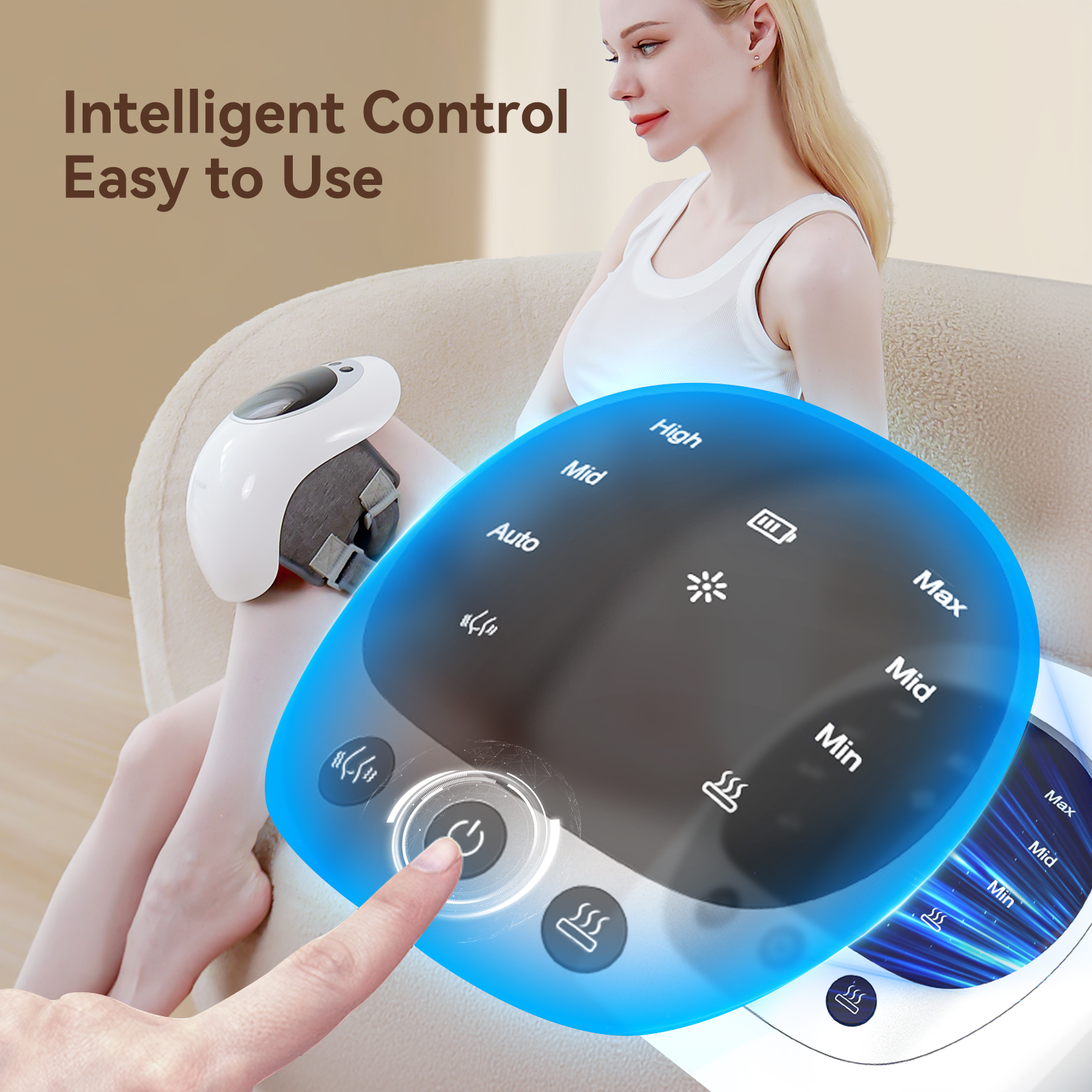 ORANGLES Knee Massager Wireless LED Heat and Vibration Therapy for Pain Relief and Joint Support - angled perspective - Image 4 of 6 | excellent for daily use | New York | Free Shipping ORANGLES