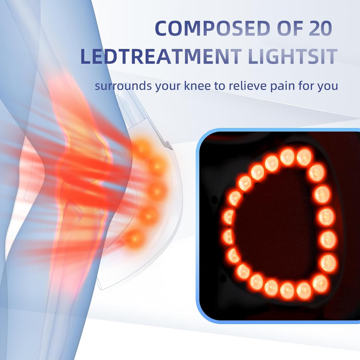 ORANGLES Knee Massager Electric Heated Knee Pads for Therapy, Pain Relief, and Joint Support - detailed closeup view - Image 3 of 6 | great for travel | Texas | Free Shipping ORANGLES