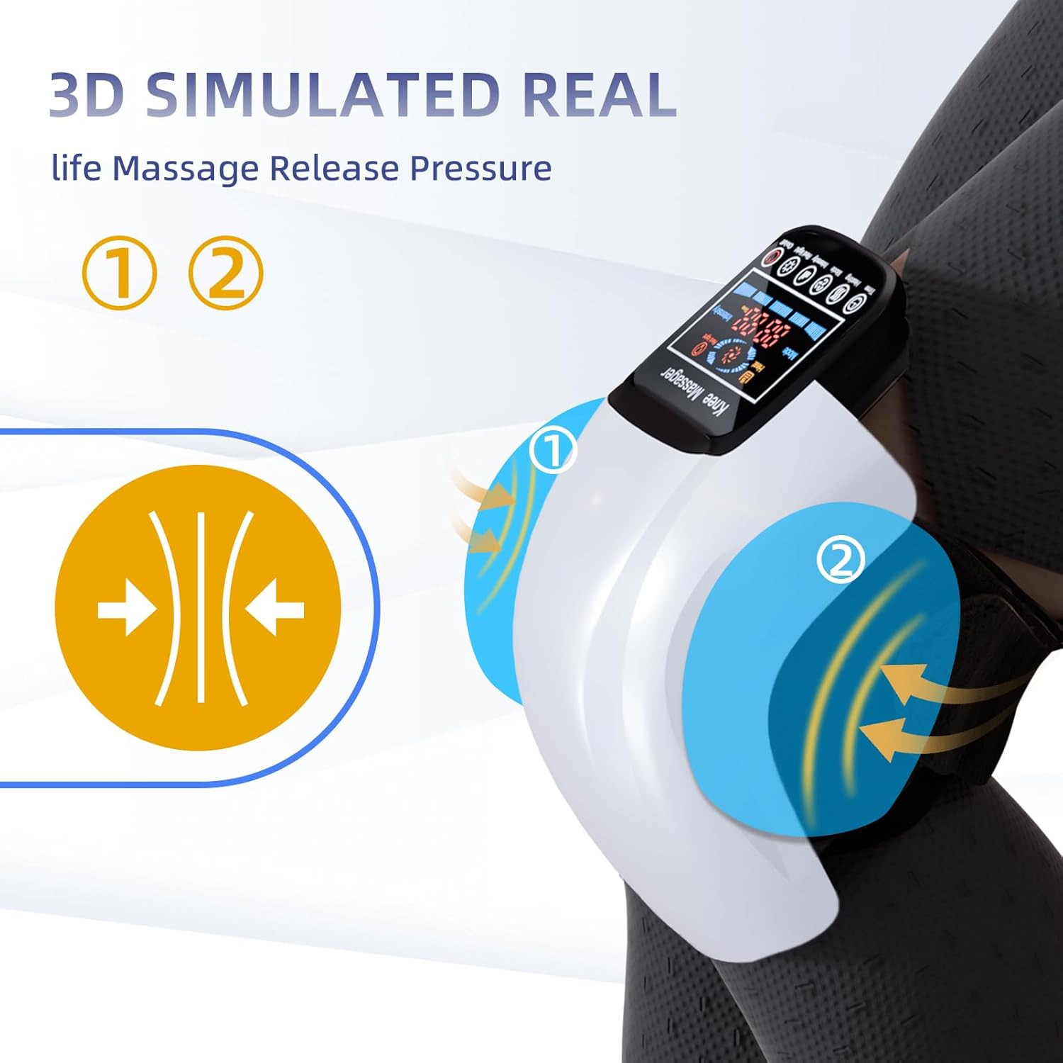 ORANGLES Knee Massager Electric Heated Knee Pads for Therapy, Pain Relief, and Joint Support - angled perspective - Image 4 of 6 | excellent for daily use | New York | Free Shipping ORANGLES