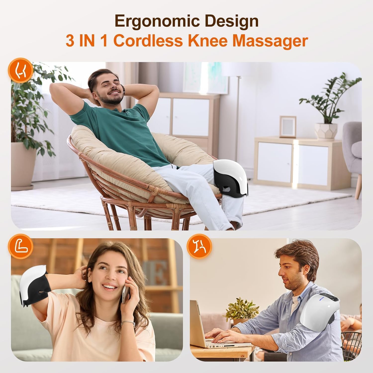 ORANGLES Knee Massager Intelligent Electric Kneading, Heating, Infrared, and Vibration Therapy (Rechargeable) - detailed closeup view - Image 3 of 6 | great for travel | Texas | Free Shipping ORANGLES
