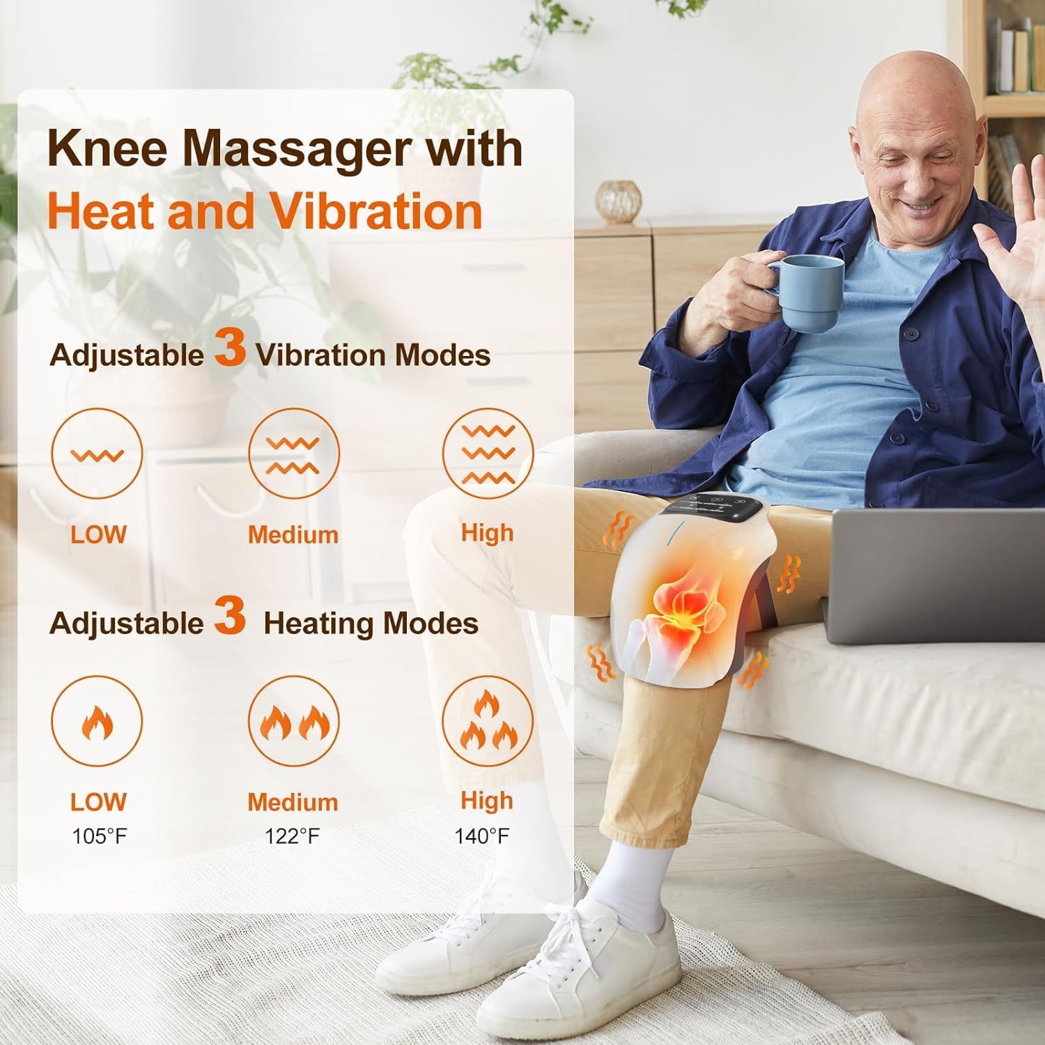 ORANGLES Knee Massager Intelligent Electric Kneading, Heating, Infrared, and Vibration Therapy (Rechargeable) - full product showcase - Image 5 of 6 | suitable for professionals | Florida | Free Shipping ORANGLES
