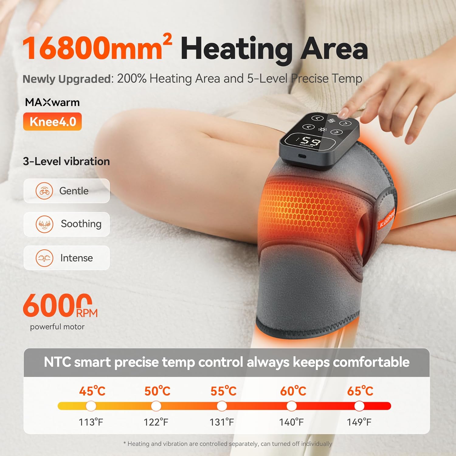 ORANGLES Pain Relief Massager Smart Rechargeable Knee Pad with Bandage Design for Comfort and Recovery - high resolution display - Image 2 of 6 | perfect for office | California | Free Shipping ORANGLES