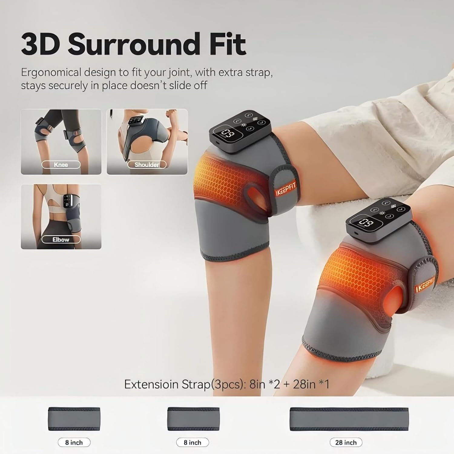 ORANGLES Pain Relief Massager Smart Rechargeable Knee Pad with Bandage Design for Comfort and Recovery - full product showcase - Image 5 of 6 | suitable for professionals | Florida | Free Shipping ORANGLES