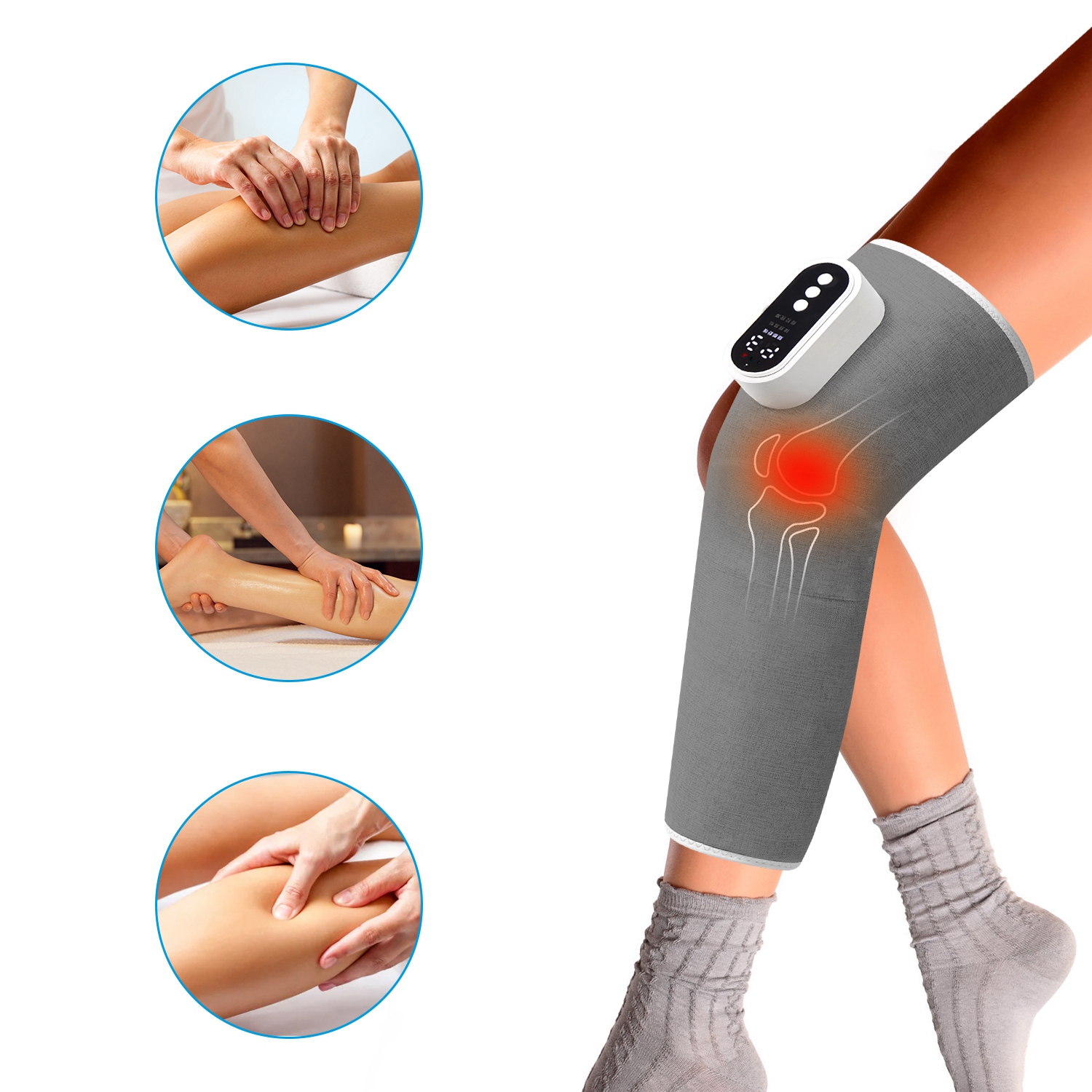 ORANGLES Air Compression Leg Massager Cordless Heat Therapy for Thigh, Knee, and Calf Pain Relief - space saving look - illustrating benefits - Image 1068 of 10 | made for experts | Order Air Compression Leg Massager Cordless Heat Therapy for Thigh, Knee, and Calf Pain Relief now New York City | Free Shipping ORANGLES