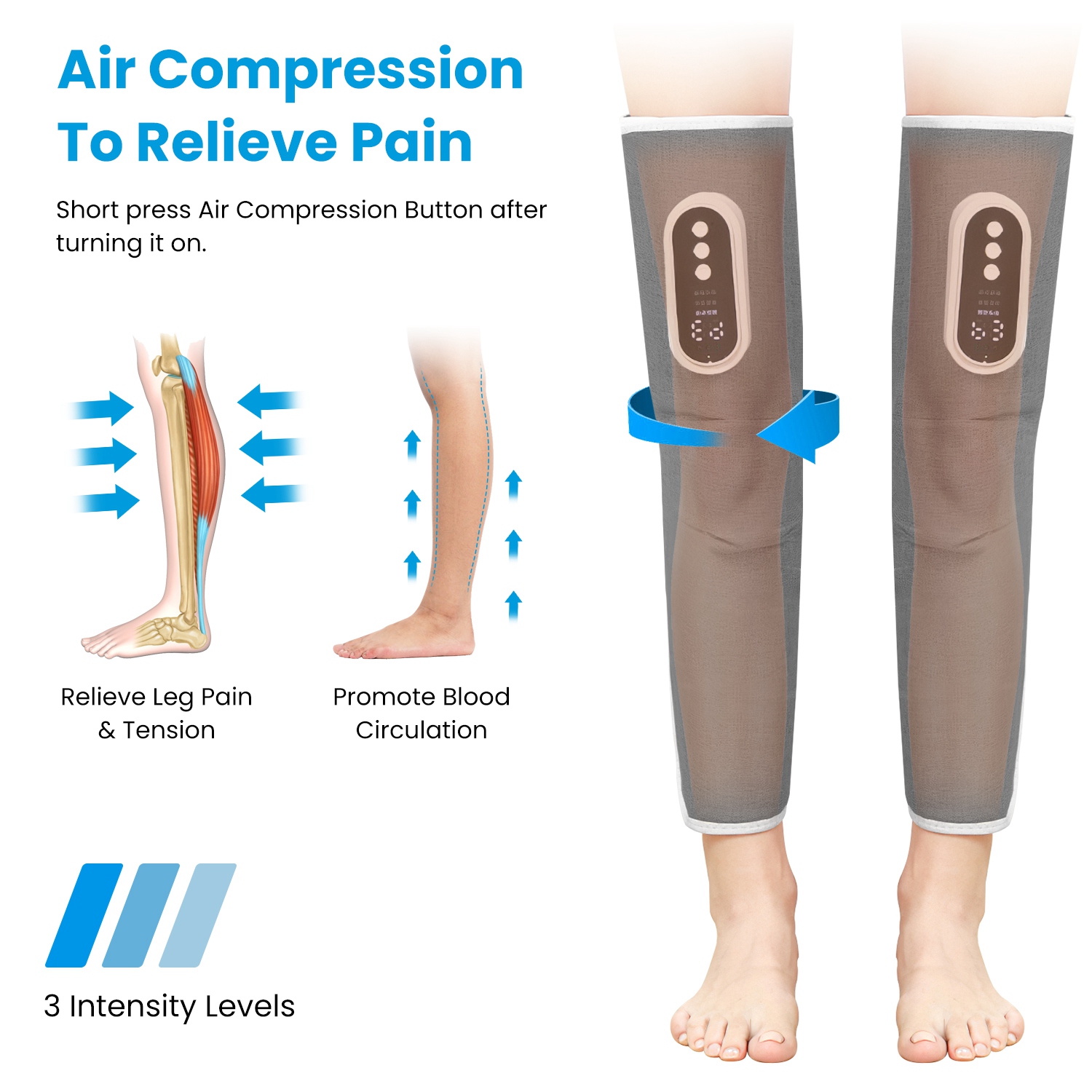 ORANGLES Air Compression Leg Massager Cordless Heat Therapy for Thigh, Knee, and Calf Pain Relief - angled perspective - Image 4 of 5 | excellent for daily use | New York | Free Shipping ORANGLES