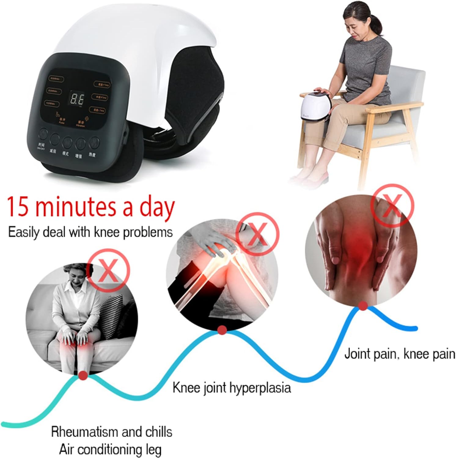 ORANGLES Portable Knee Massager Smart Rechargeable Instrument and Support Pad for Pain Relief - angled perspective - Image 4 of 6 | excellent for daily use | New York | Free Shipping ORANGLES