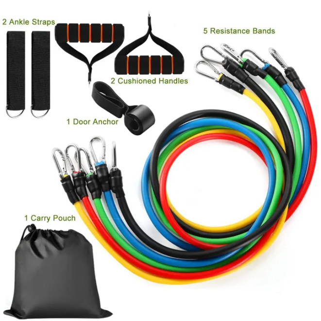 ORANGLES Resistance Band Set Portable Strength and Flexibility Training Kit - high resolution display - Image 2 of 3 | perfect for office | California | Free Shipping ORANGLES