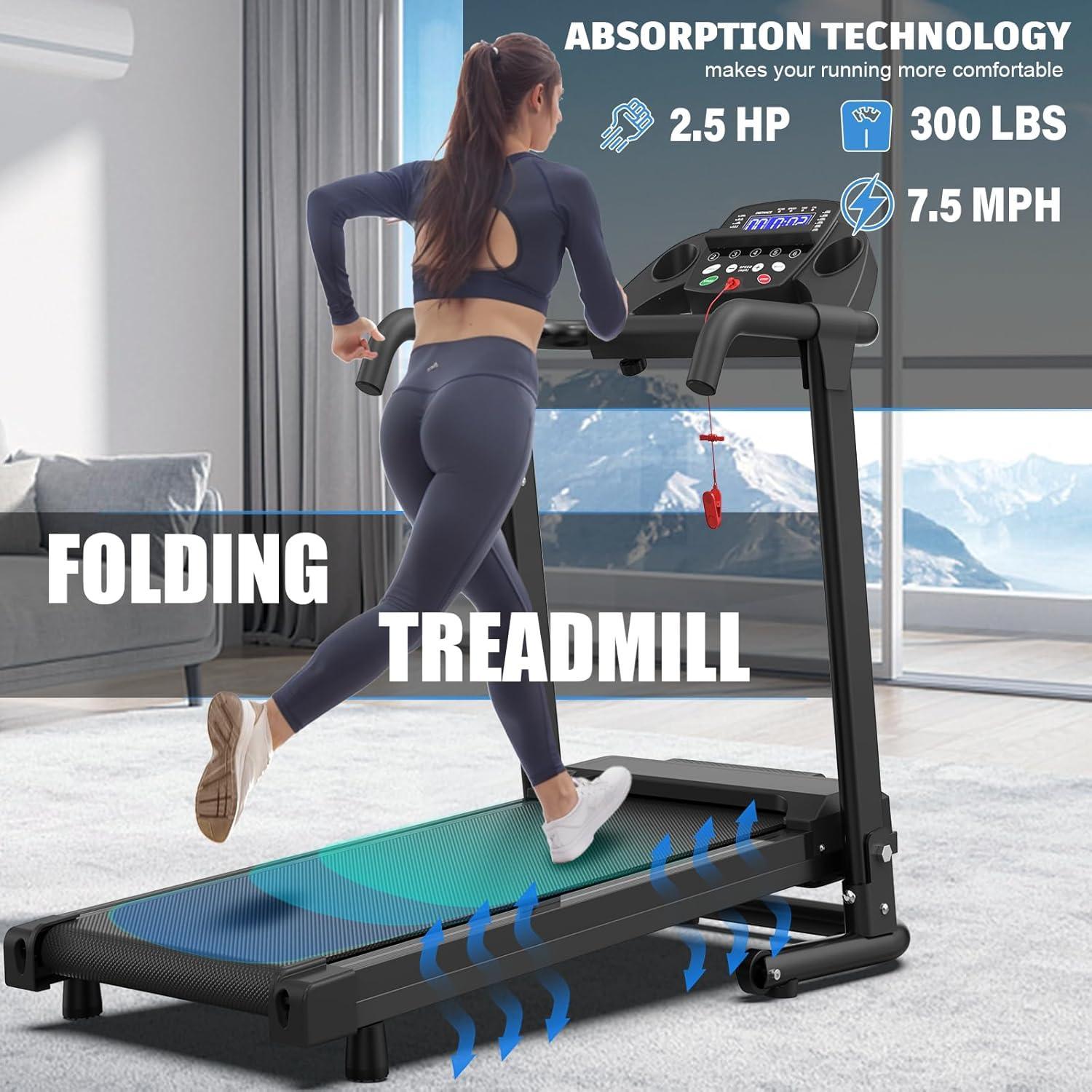 ORANGLES Best Portable Treadmill Foldable 2.5HP Fitness Walking Machine with APP Control - detailed closeup view - Image 3 of 4 | great for travel | Texas | Free Shipping ORANGLES
