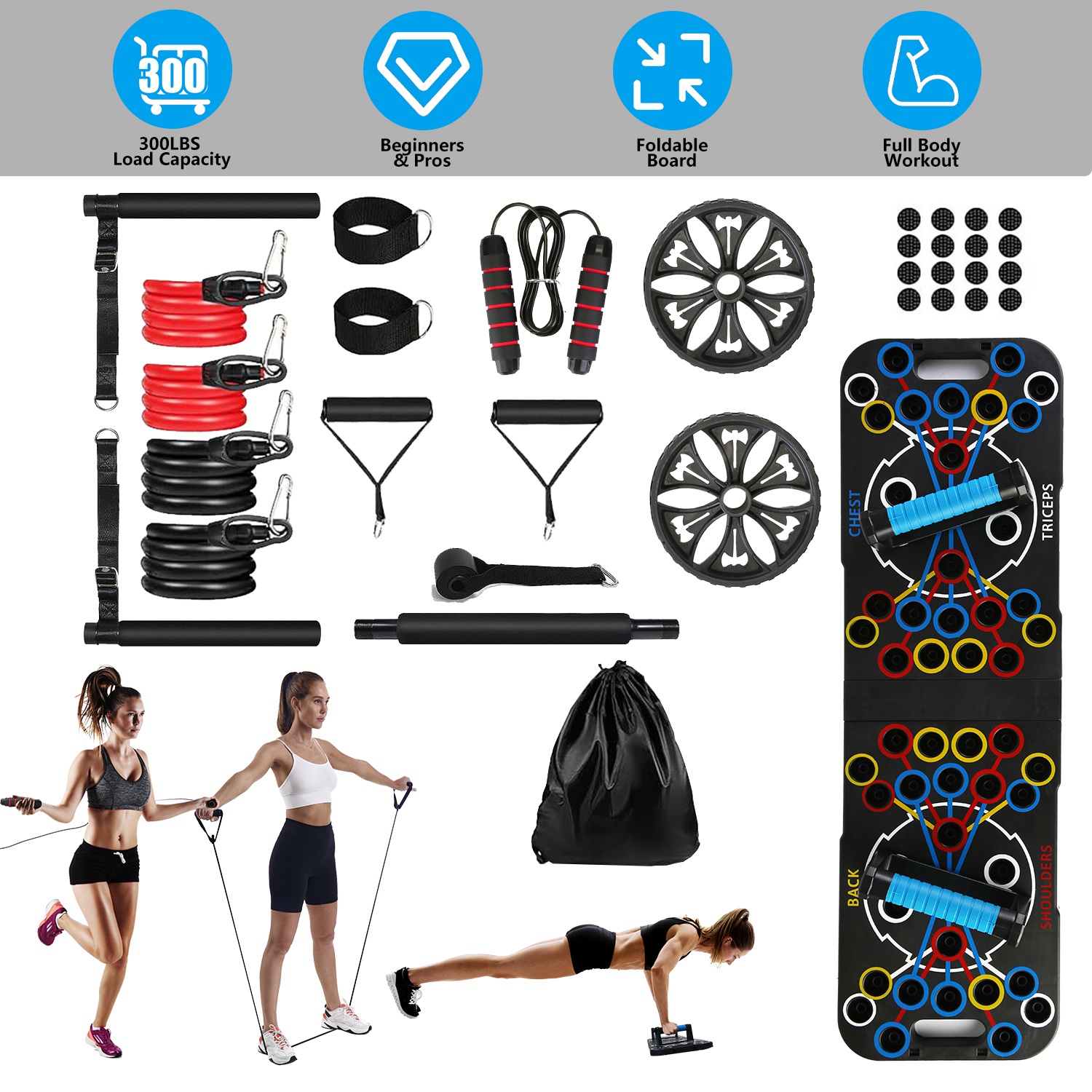 ORANGLES Foldable Push Up Board 15‑in‑1 Multifunctional Home Gym Strength Training Kit - detailed closeup view - Image 3 of 5 | great for travel | Texas | Free Shipping ORANGLES
