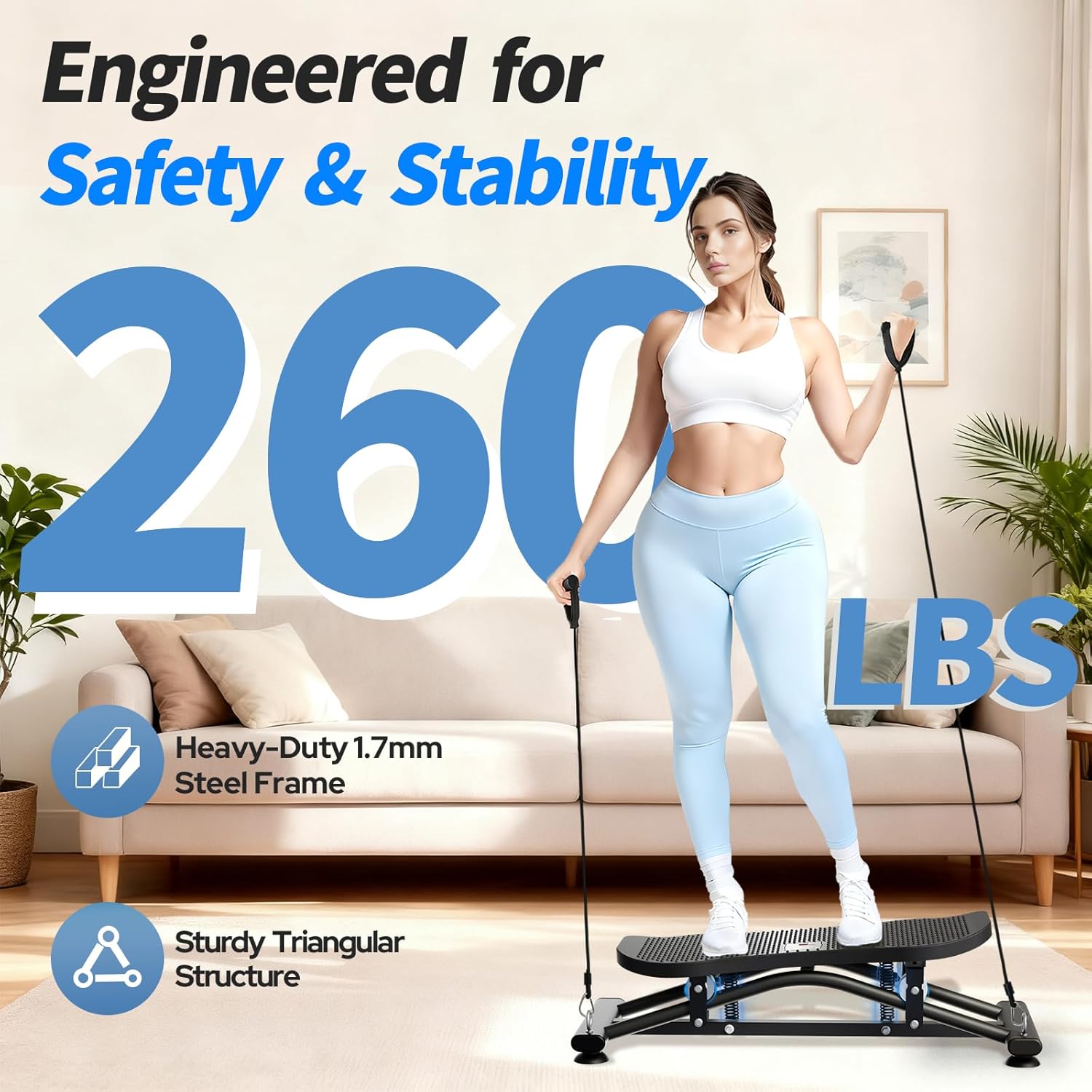 ORANGLES Ski Machines Fitness Sliding Indoor Ski Simulator with Resistance Bands - angled perspective - Image 4 of 6 | excellent for daily use | New York | Free Shipping ORANGLES