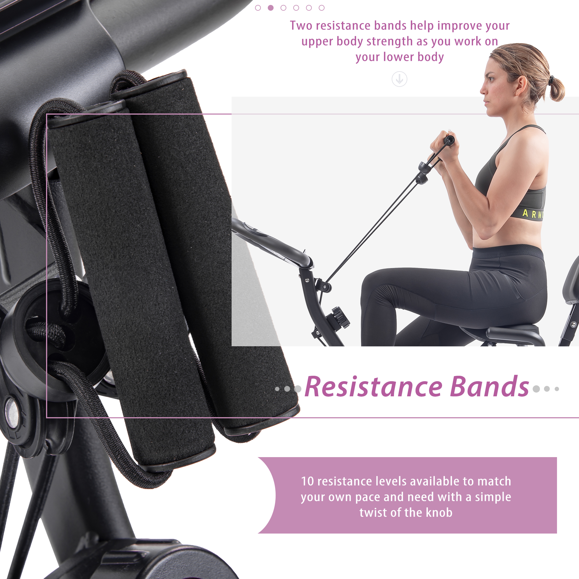 ORANGLES Best Recumbent Exercise Bike Folding Upright X‑Bike with 16 Resistance Levels and Backrest - detailed closeup view - Image 3 of 4 | great for travel | Texas | Free Shipping ORANGLES