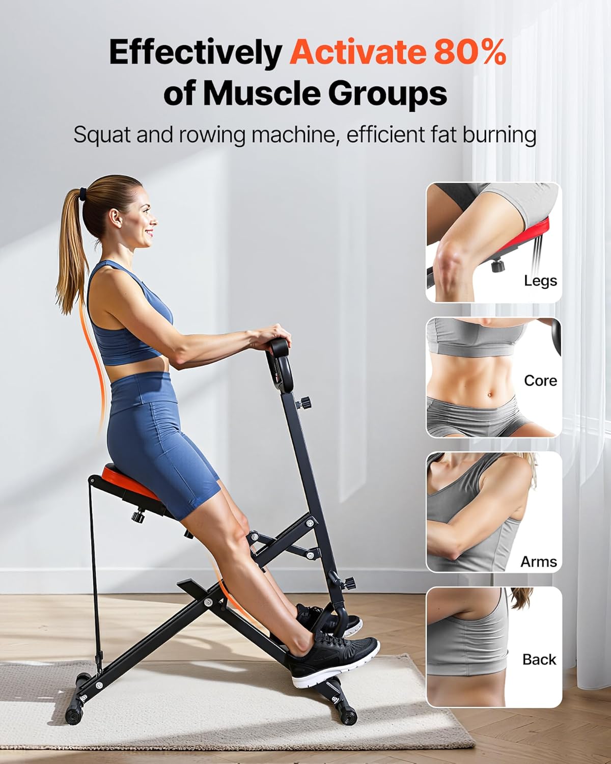ORANGLES Squat Machine Deep Rowing Foldable Glute and Leg Trainer with Resistance Bands - high resolution display - Image 2 of 6 | perfect for office | California | Free Shipping ORANGLES