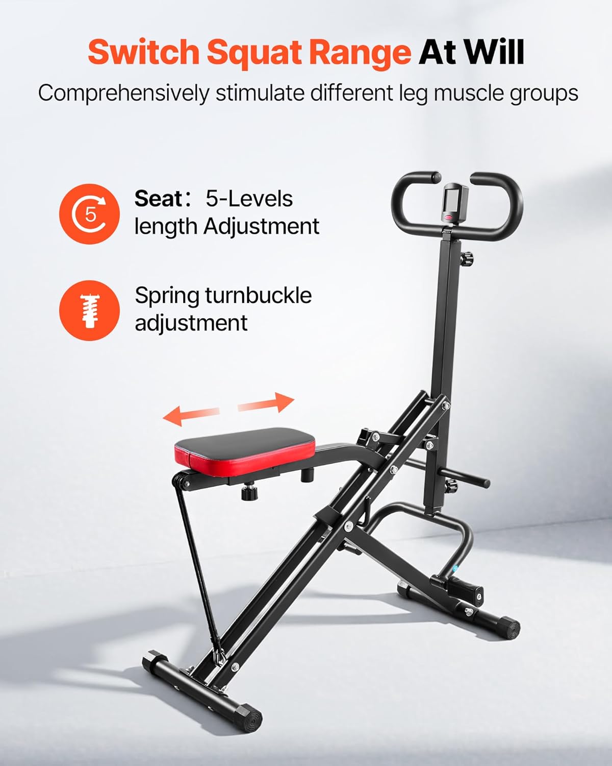 ORANGLES Squat Machine Deep Rowing Foldable Glute and Leg Trainer with Resistance Bands - angled perspective - Image 4 of 6 | excellent for daily use | New York | Free Shipping ORANGLES