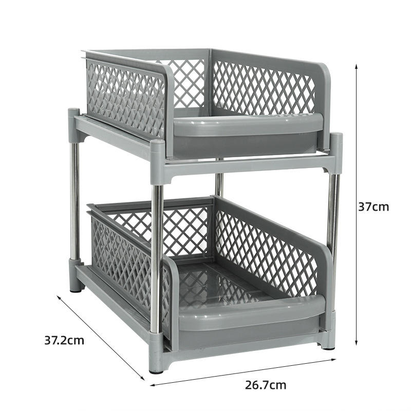 ORANGLES 2‑Tier Sliding Cabinet Basket Organizer – Mesh Drawer Storage Solution for Kitchen & Bathroom - angled perspective - presenting advantages - Image 4 of 4 | fits any environment | Purchase 2‑Tier Sliding Cabinet Basket Organizer – Mesh Drawer Storage Solution for Kitchen & Bathroom Michigan | Free Shipping ORANGLES