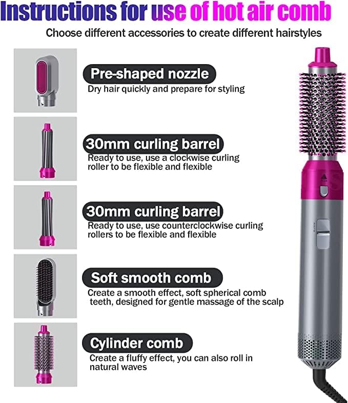 ORANGLES Straightening Comb 5‑in‑1 Tourmaline Ceramic Curling and Hot Air Styling Tool with Constant Temperature - angled perspective - Image 4 of 6 | excellent for daily use | New York | Free Shipping ORANGLES