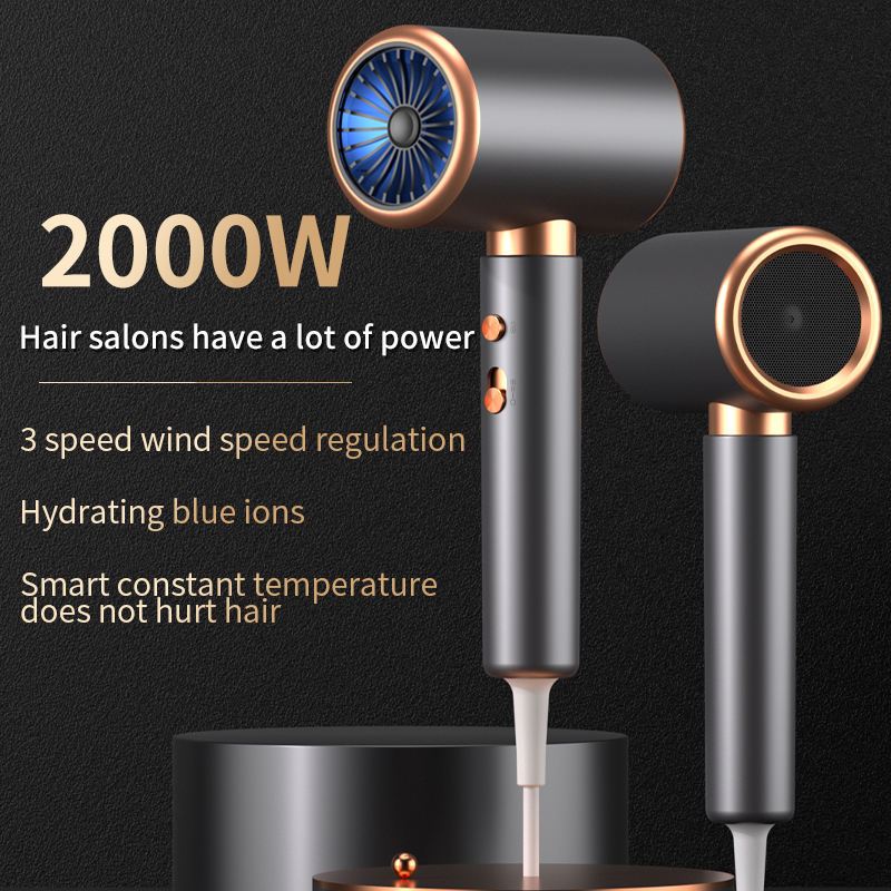 ORANGLES Best Hair Dryer Black Gold High‑Power Blue Ion Technology with High‑Speed Diffuser for Salon Styling - angled perspective - Image 4 of 4 | excellent for daily use | New York | Free Shipping ORANGLES