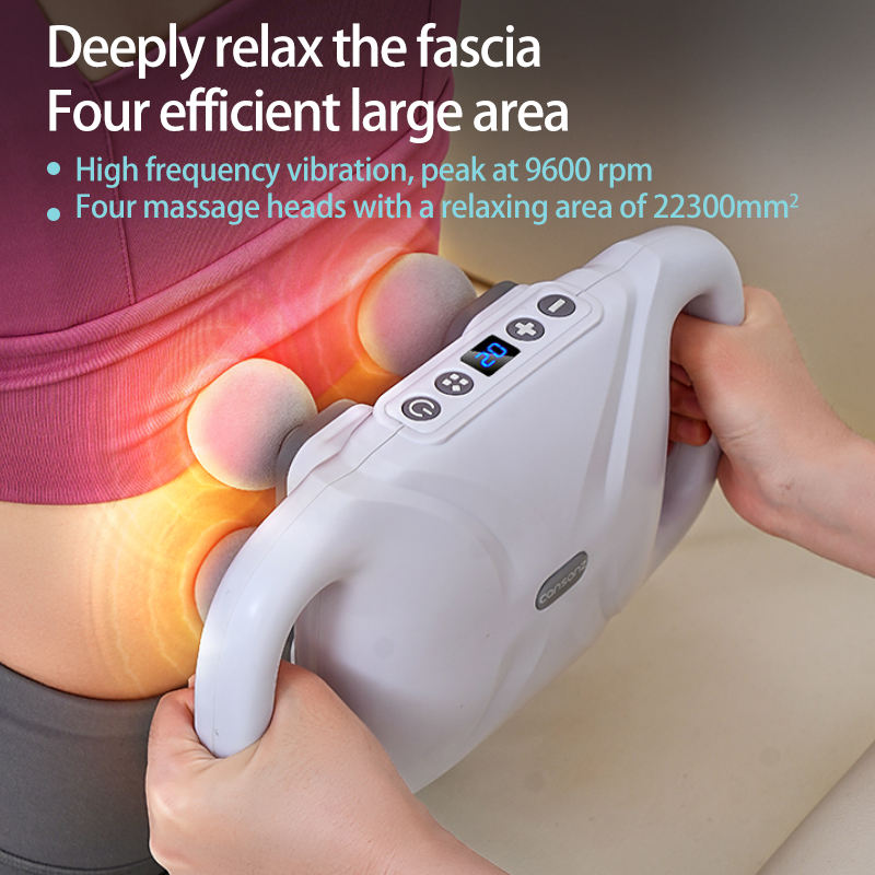 ORANGLES Portable Percussion Massage Gun – 4 Heads, 5 Speeds for Deep Tissue Relief - detailed closeup view - illustrating benefits - Image 3 of 4 | created for all | Shop Portable Percussion Massage Gun – 4 Heads, 5 Speeds for Deep Tissue Relief North Carolina | Free Shipping ORANGLES
