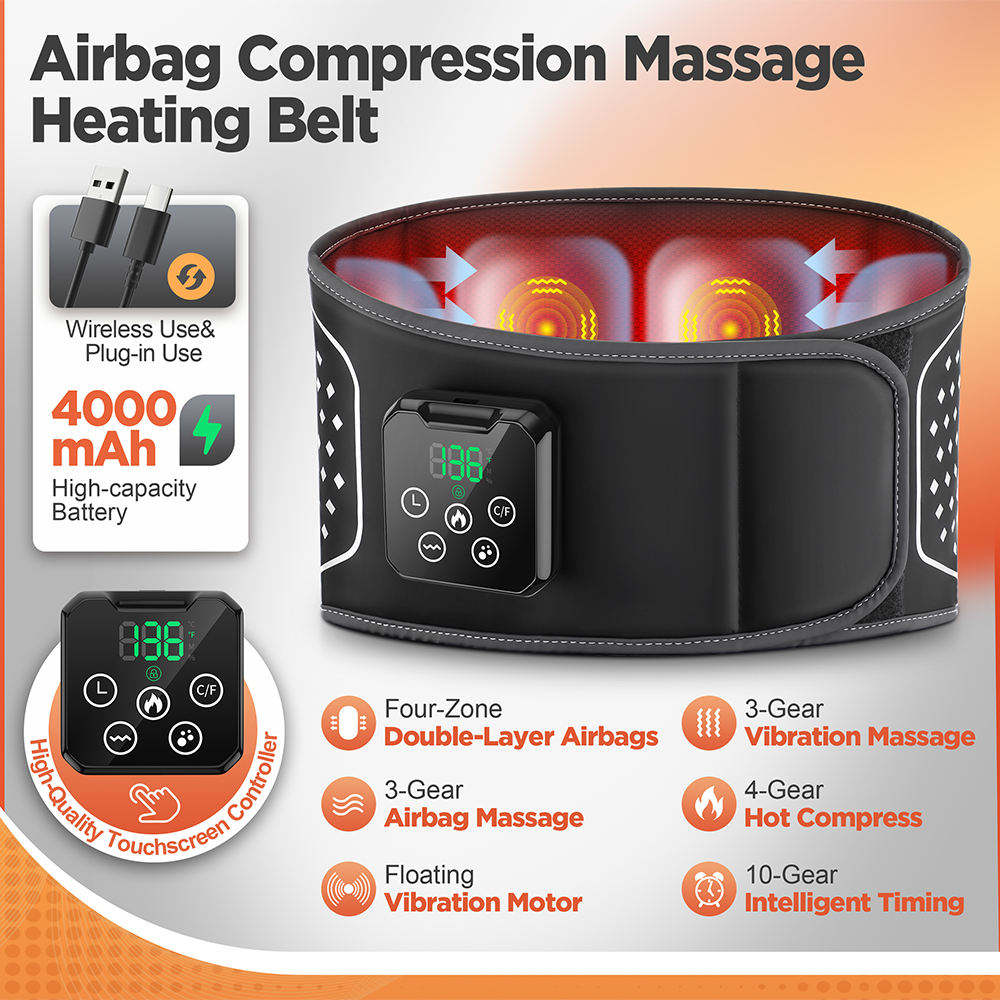 ORANGLES Back Massager Eveekon Heated Vibration Brace Lumbar Traction Waist Support - high resolution display - Image 2 of 5 | perfect for office | California | Free Shipping ORANGLES