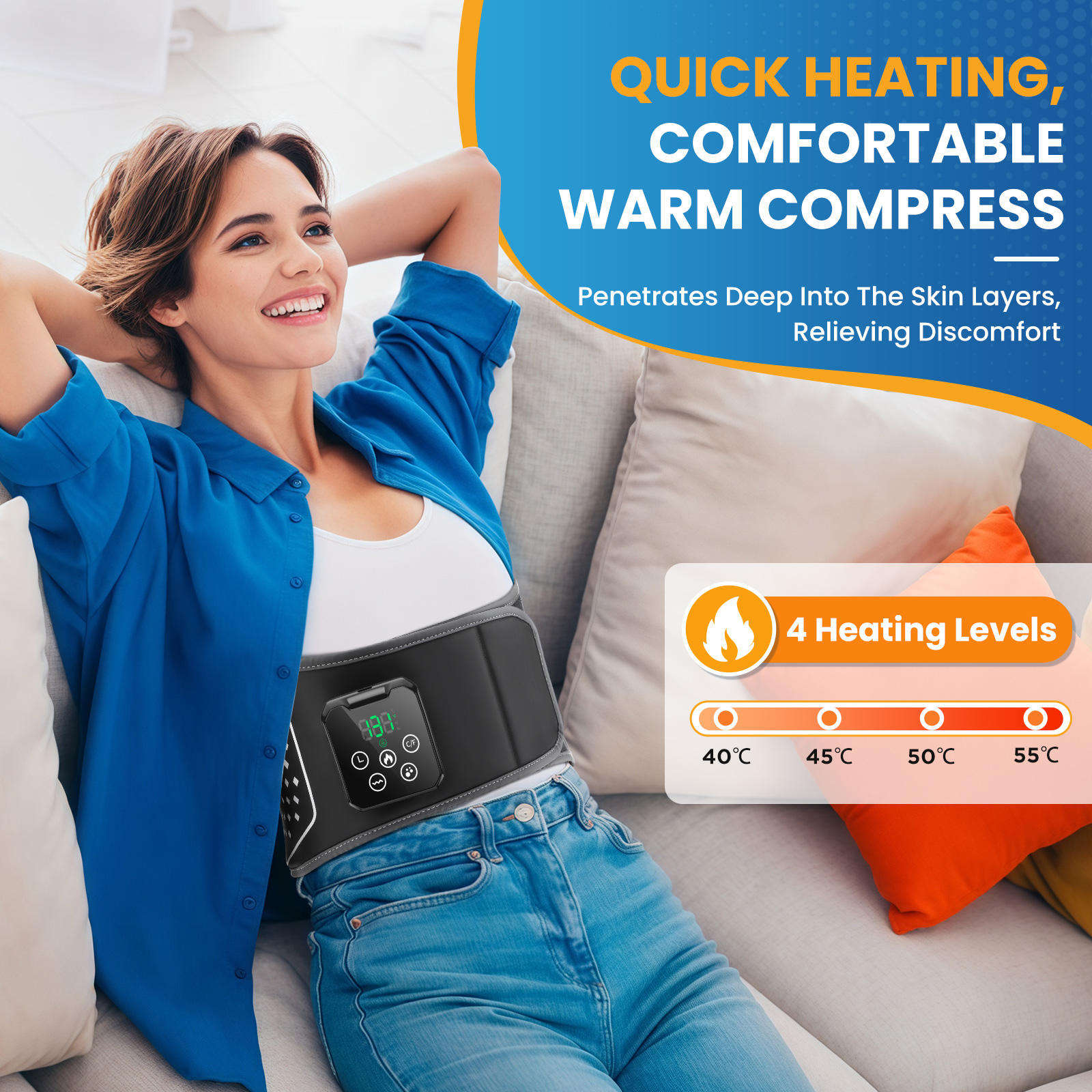 ORANGLES Back Massager Eveekon Heated Vibration Brace Lumbar Traction Waist Support - full product showcase - Image 5 of 5 | suitable for professionals | Florida | Free Shipping ORANGLES