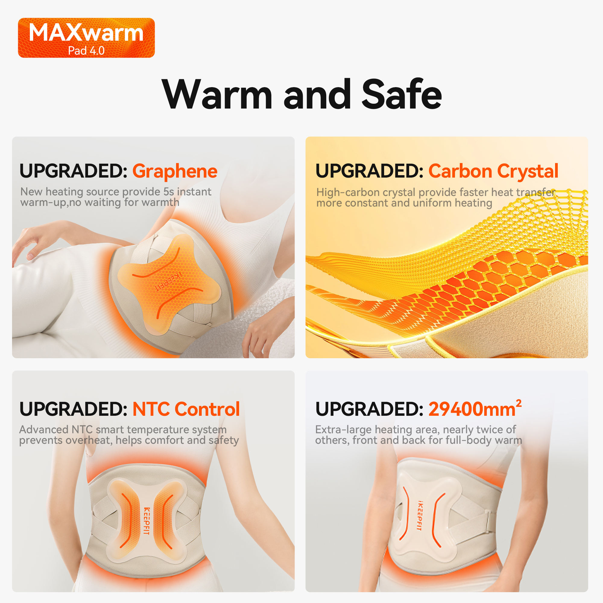 ORANGLES Lumbar Back Support Belt Eveekon 2025 Smart Graphene Heated Waist Massager - angled perspective - Image 4 of 6 | excellent for daily use | New York | Free Shipping ORANGLES