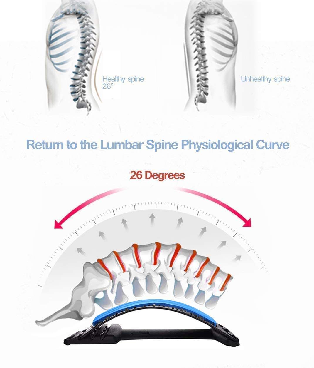 ORANGLES Lumbar Traction Device Stepless Gear Adjustment ABS Back Massager Stretcher - full product showcase - Image 5 of 5 | suitable for professionals | Florida | Free Shipping ORANGLES