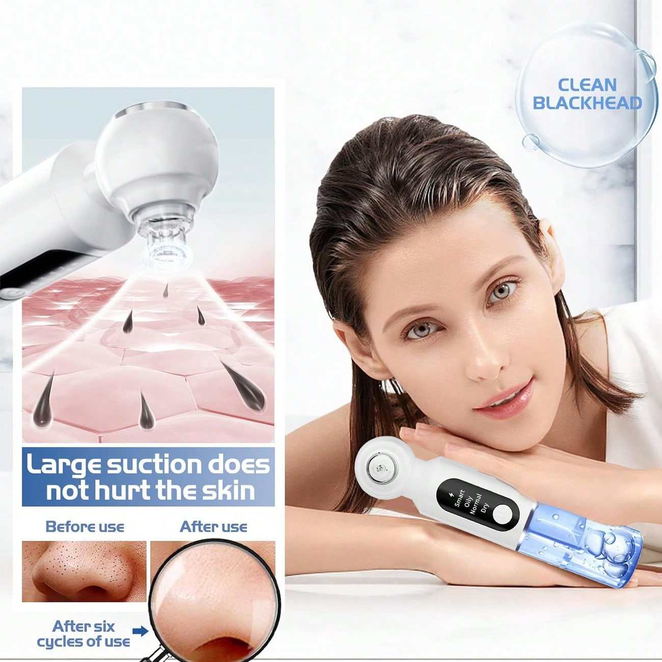 ORANGLES Bubble Blackhead Remover – Vacuum Facial Deep Pore Cleaner - angled perspective - presenting advantages - Image 4 of 5 | fits any environment | Purchase Bubble Blackhead Remover – Vacuum Facial Deep Pore Cleaner Michigan | Free Shipping ORANGLES
