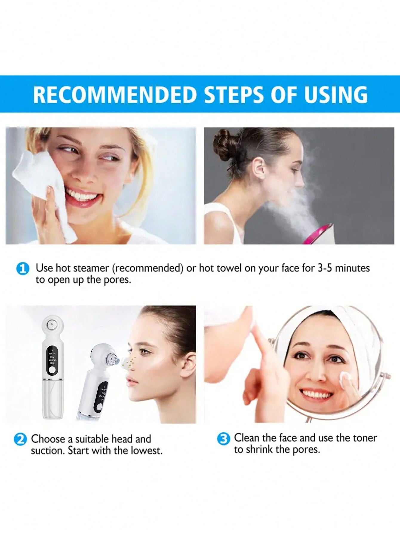 ORANGLES Bubble Blackhead Remover – Vacuum Facial Deep Pore Cleaner - full product showcase - displaying specifications - Image 5 of 5 | adapts to any space | Bubble Blackhead Remover – Vacuum Facial Deep Pore Cleaner deal New Jersey | Free Shipping ORANGLES