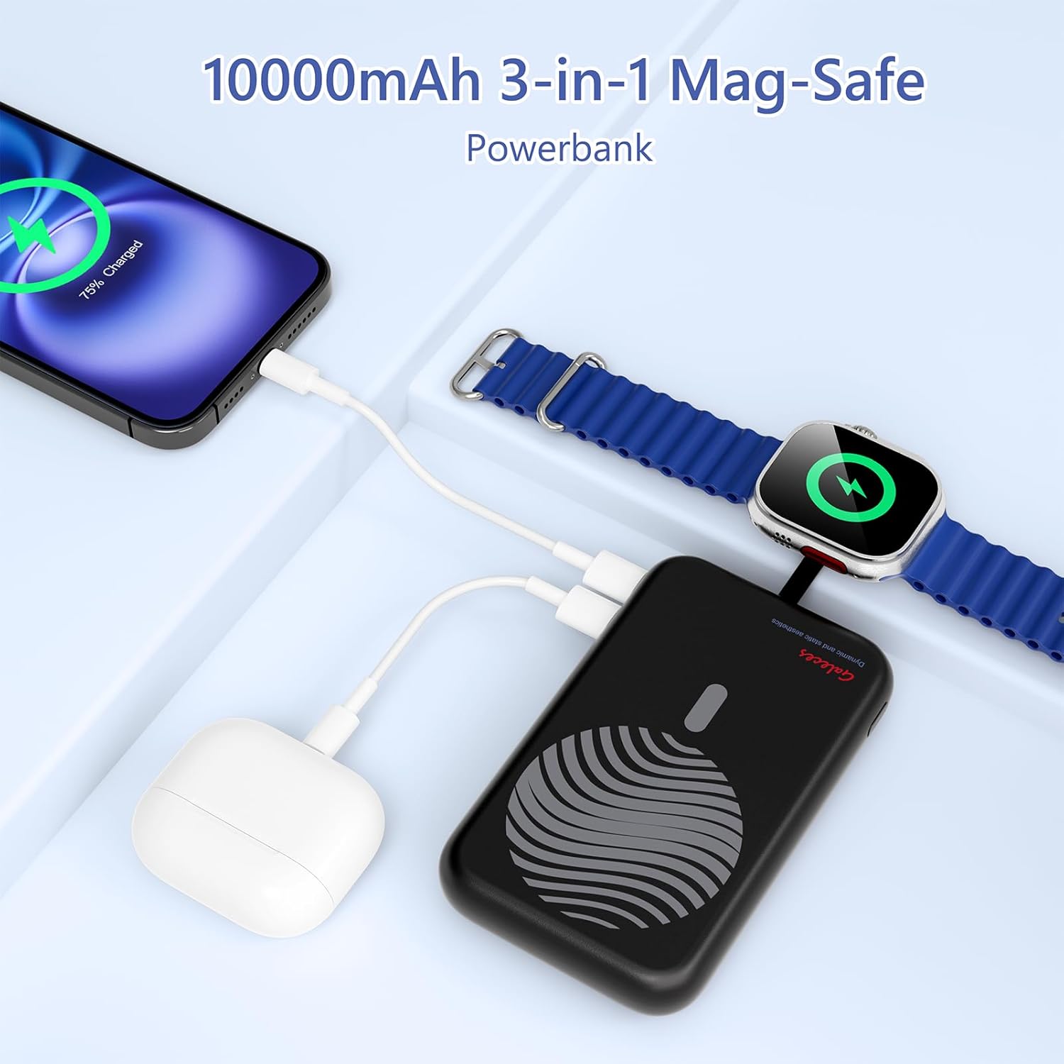 ORANGLES 2‑in‑1 Wireless Power Bank – 10000mAh Portable Charger - detailed closeup view - illustrating benefits - Image 3 of 6 | created for all | Shop 2‑in‑1 Wireless Power Bank – 10000mAh Portable Charger North Carolina | Free Shipping ORANGLES