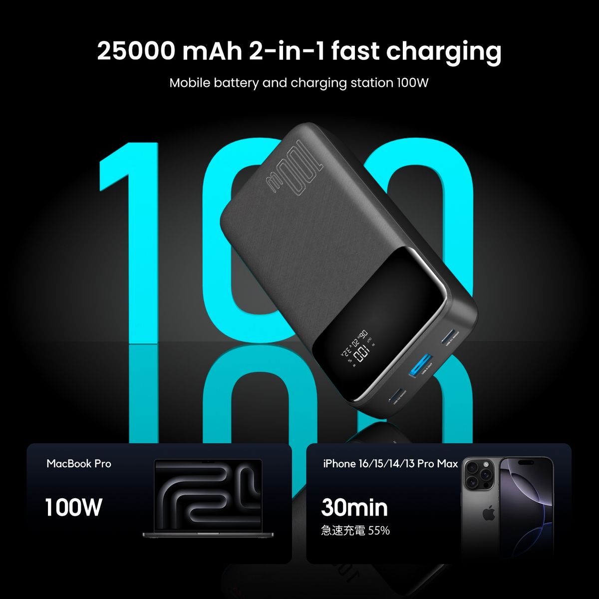ORANGLES 100W Laptop Power Bank – 25000mAh Portable USB‑C Charger - high resolution display - exposing craftsmanship - Image 2 of 6 | built for everyone | 100W Laptop Power Bank – 25000mAh Portable USB‑C Charger for sale Georgia | Free Shipping ORANGLES