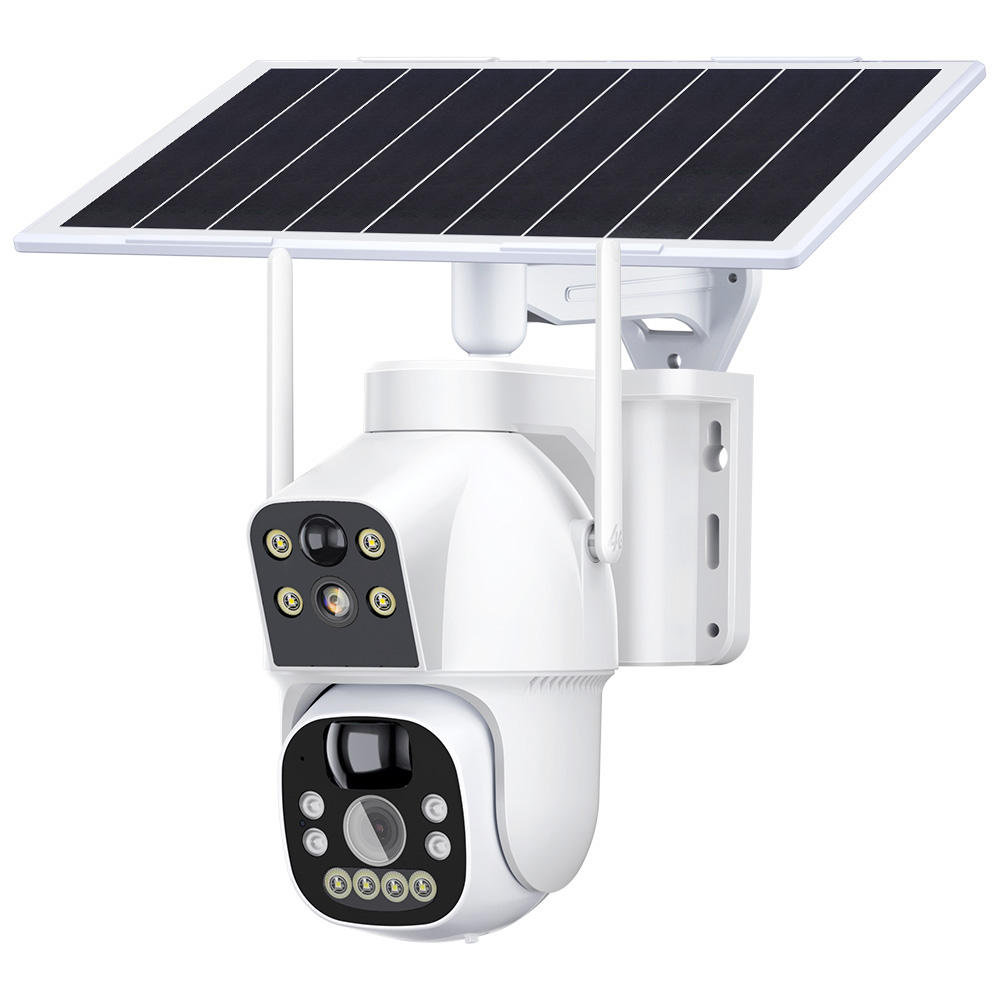 Dual Lens Solar PTZ WiFi Security Camera – Outdoor Motion Detection with Memory Card Storage