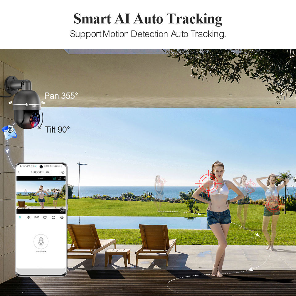 ORANGLES Best 4K Outdoor Security Camera System Techage 5MP PTZ - high resolution display - Image 2 of 6 | perfect for office | California | Free Shipping ORANGLES