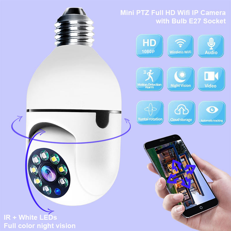 ORANGLES Light Bulbs with Security Cameras 1080P WiFi PTZ - high resolution display - Image 2 of 5 | perfect for office | California | Free Shipping ORANGLES