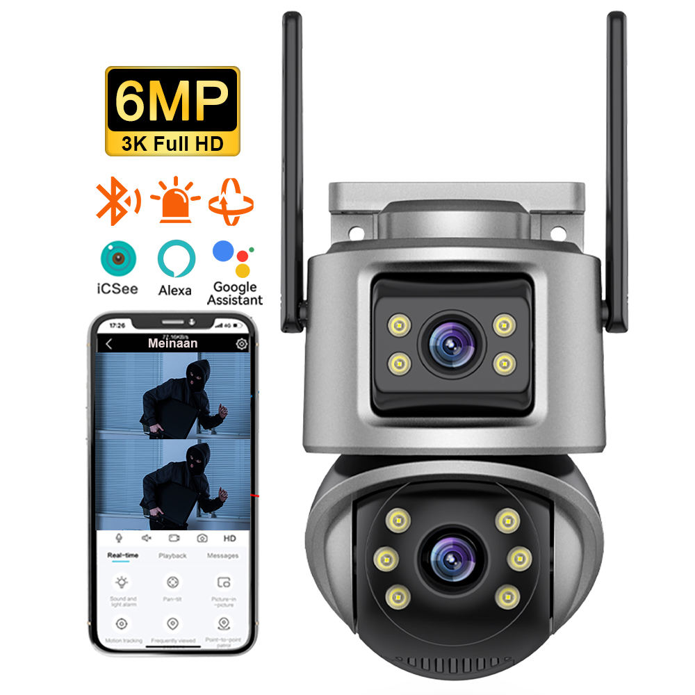 ORANGLES 4K Security Camera 6MP WiFi Dual Lens PTZ Outdoor - professional product shot - revealing details - Image 1201 of 10 | crafted for beginners | Best price 4K Security Camera 6MP WiFi Dual Lens PTZ Outdoor in USA | Free Shipping ORANGLES