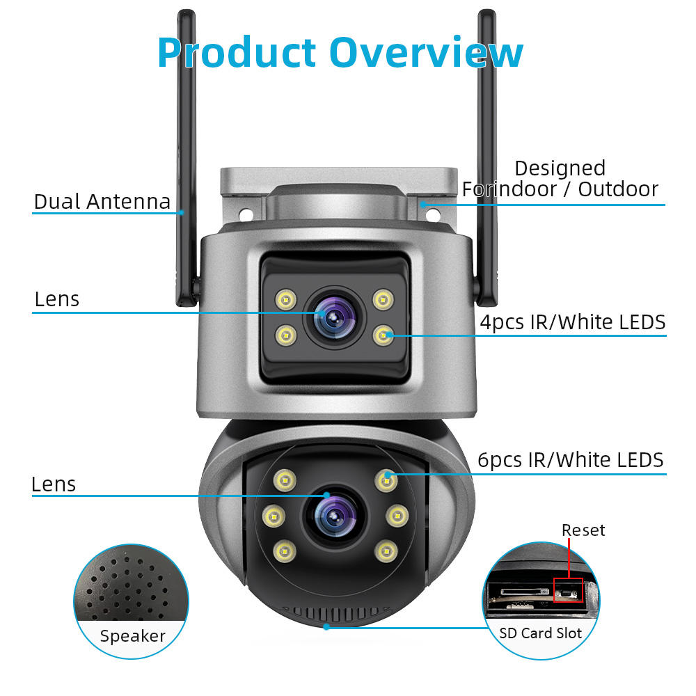 ORANGLES 4K Security Camera 6MP WiFi Dual Lens PTZ Outdoor - high resolution display - Image 2 of 3 | perfect for office | California | Free Shipping ORANGLES