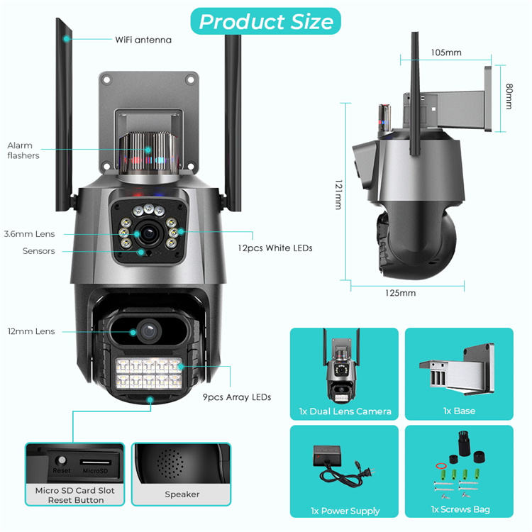 ORANGLES 4K Security Camera 6MP Dual Lens WiFi PTZ Smart - detailed closeup view - Image 3 of 5 | great for travel | Texas | Free Shipping ORANGLES