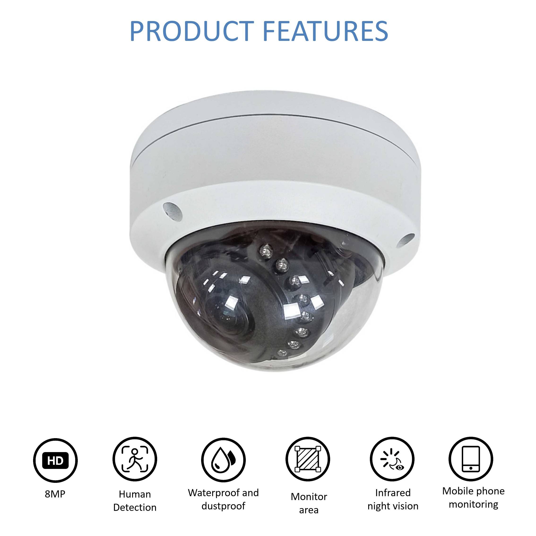ORANGLES Dome Security Camera 8MP 4K POE Outdoor CCTV - angled perspective - Image 4 of 4 | excellent for daily use | New York | Free Shipping ORANGLES