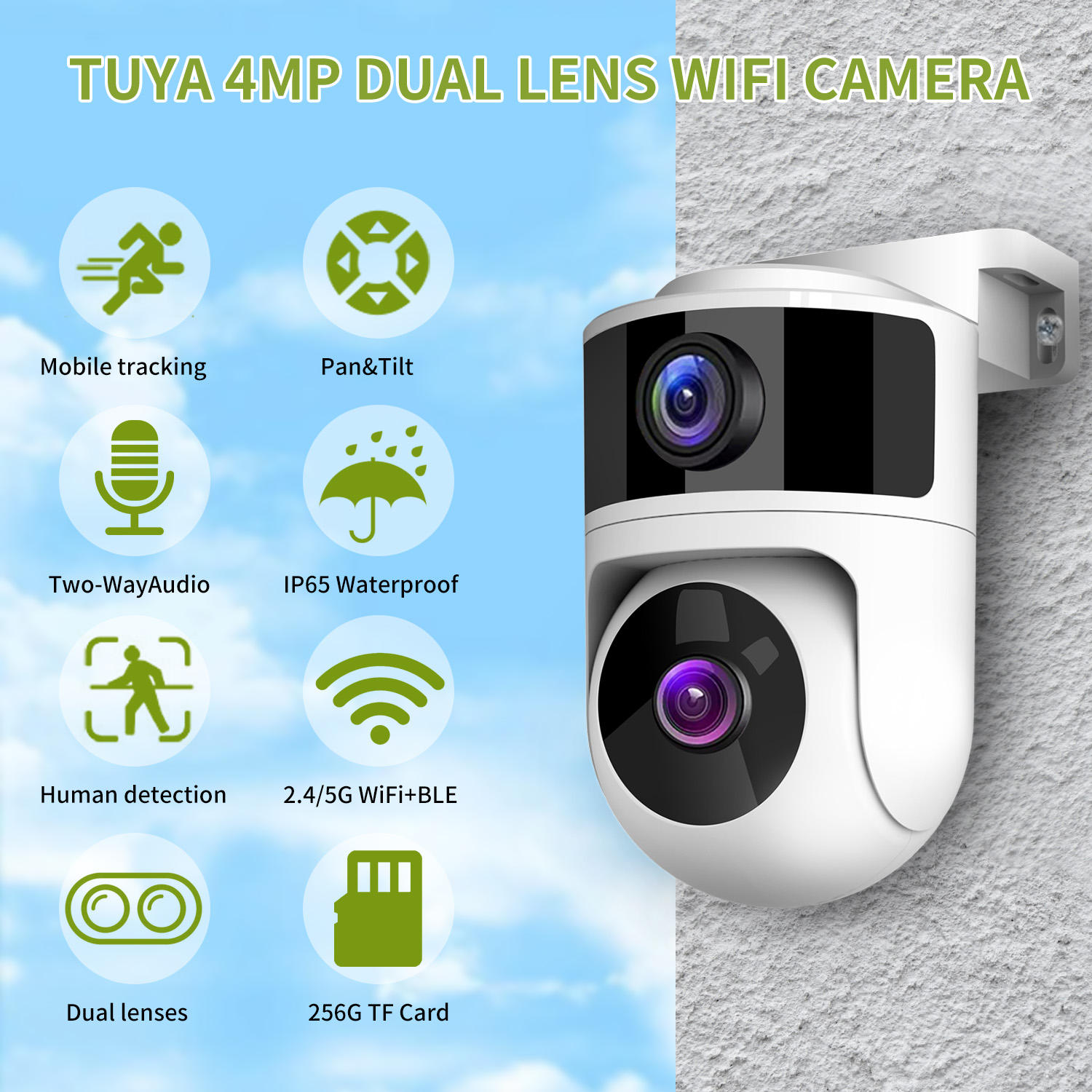 ORANGLES Dual Lens Security Camera 4MP WiFi Outdoor Tracking - high resolution display - Image 2 of 5 | perfect for office | California | Free Shipping ORANGLES