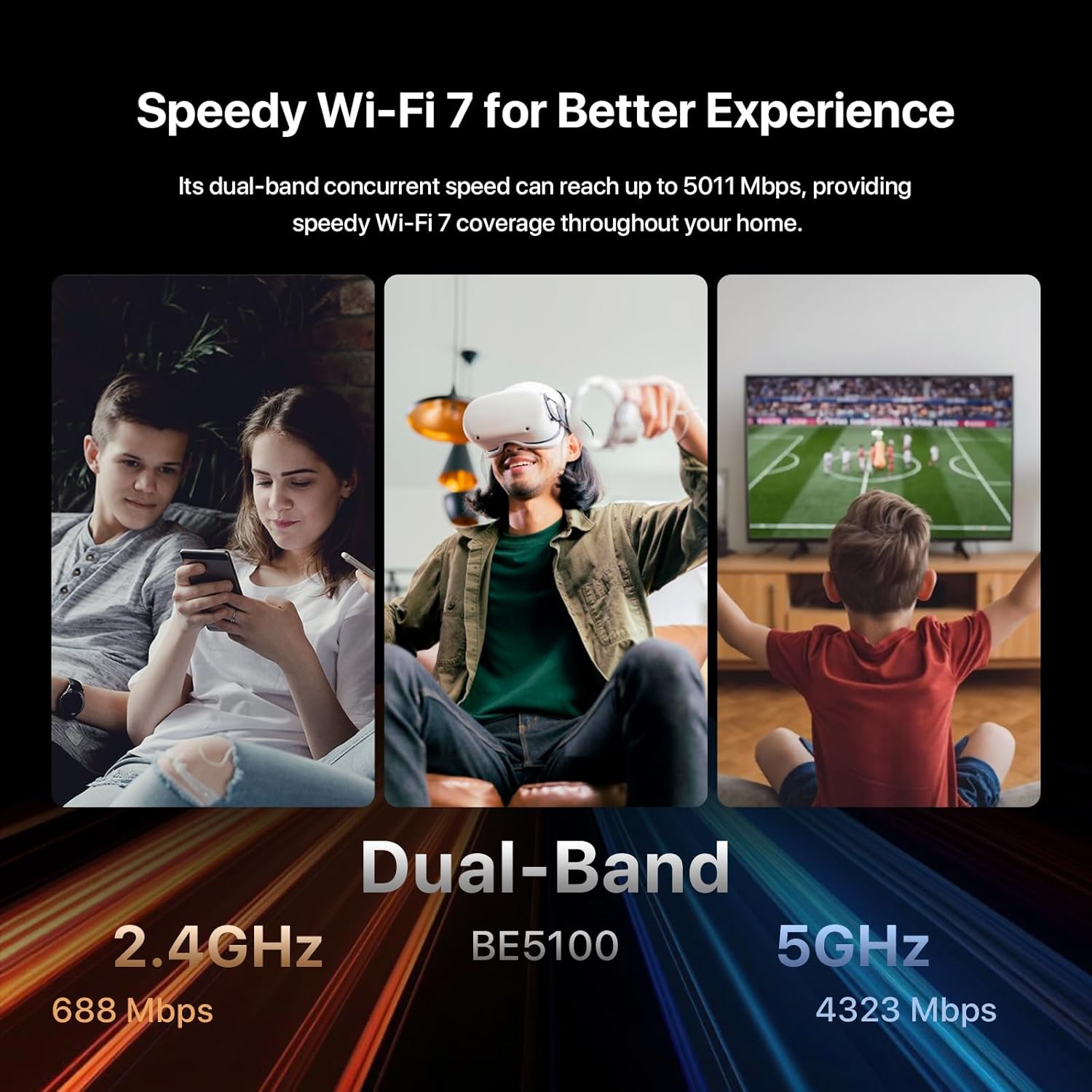 ORANGLES WiFi 7 Router Tenda BE5100 Dual Band 4323Mbps with 2.5G and 1G Ports - detailed closeup view - Image 3 of 6 | great for travel | Texas | Free Shipping ORANGLES