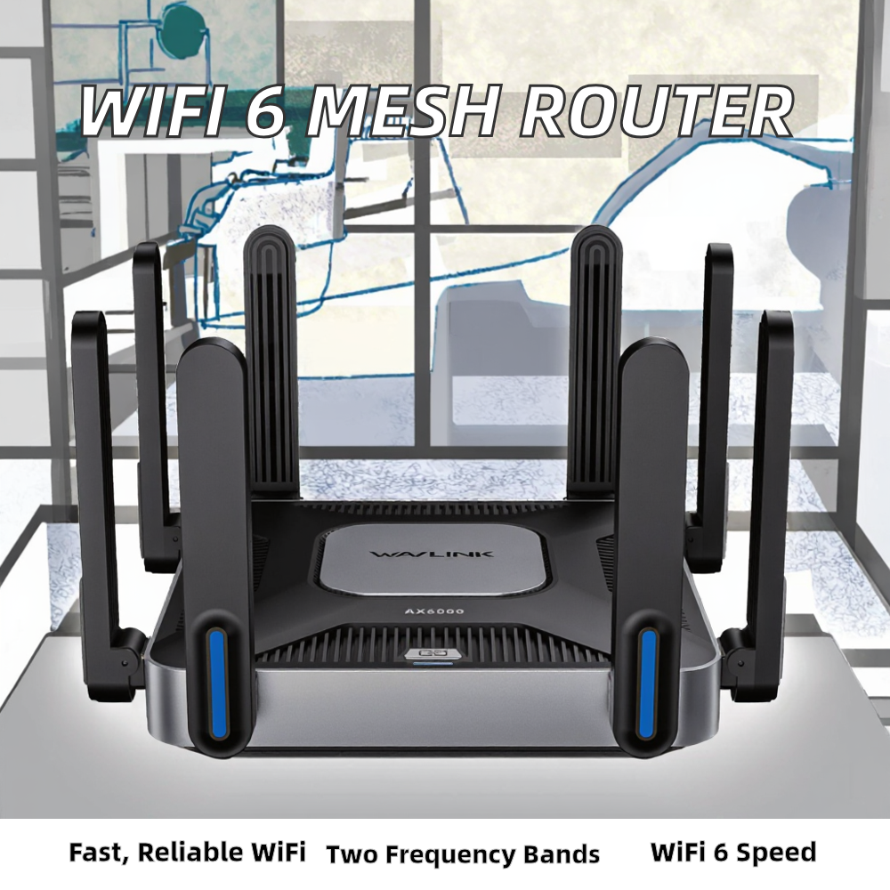 ORANGLES WiFi 6 Router WAVlink AX6000 Mesh Dual Band with 8 Antennas for Home Use - high resolution display - Image 2 of 5 | perfect for office | California | Free Shipping ORANGLES