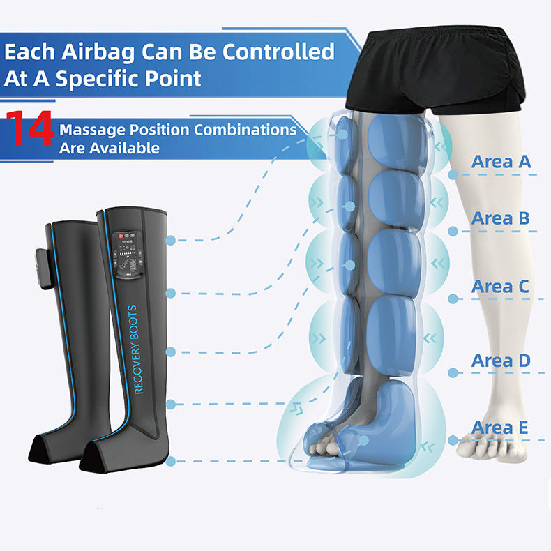 ORANGLES Air Compression Leg Massager | 5‑Chamber Wireless Recovery Boots with Heat Therapy - detailed closeup view - Image 3 of 5 | great for travel | Texas | Free Shipping ORANGLES